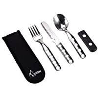 LAKEN Cubiertos Acero Inoxidable 3 Piezas con Funda de Neopreno